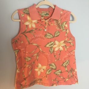 Tropical sleeveless top, Havana Jack’s Cafe coral